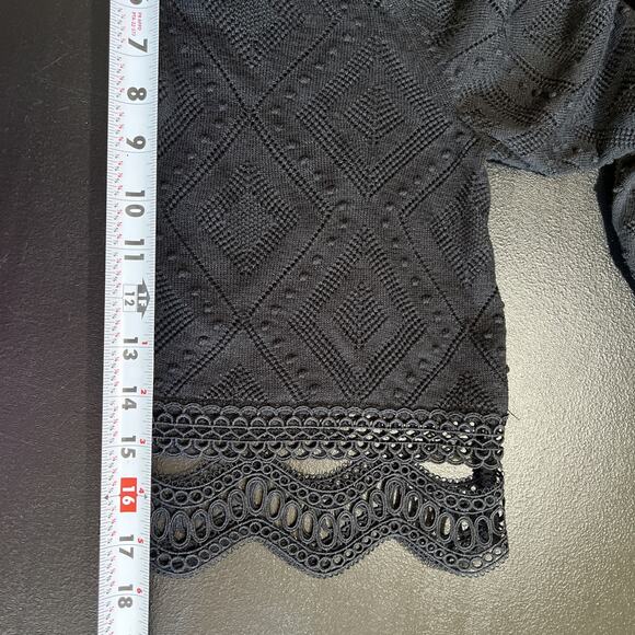 Chico's Cardigan Women's XL Black Open Crochet Lace Lightweight Sheer - Picture 11 of 11